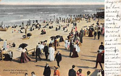 Beach at foot of Wesley Lake Asbury Park, New Jersey Postcard