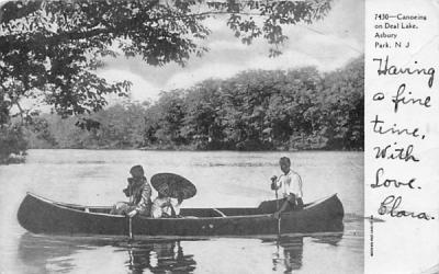 Canoeing on Deal Lake Asbury Park, New Jersey Postcard