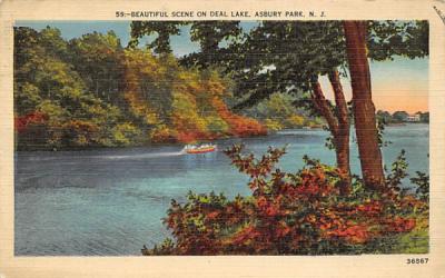 Beautiful Scene on Deal Lake Asbury Park, New Jersey Postcard