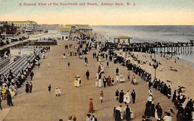 A General View of the Boardwalk and Beach Asbury Park, New Jersey Postcard