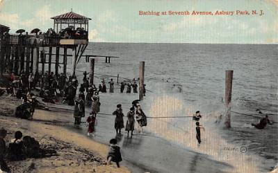 Bathing at Seventh Avenue Asbury Park, New Jersey Postcard