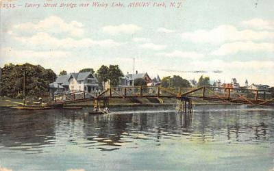 Emory Street Bridge over Wesley Lake Asbury Park, New Jersey Postcard
