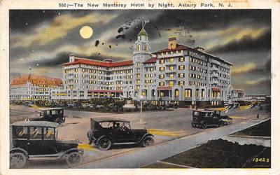 The New Monterey Hotel by Night Asbury Park, New Jersey Postcard