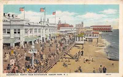 Boardwalk, North from Natatorium Asbury Park, New Jersey Postcard