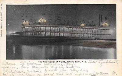 The New Casino at Night Asbury Park, New Jersey Postcard