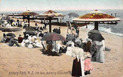 7th Ave, Bathing Grounds Asbury Park, New Jersey Postcard