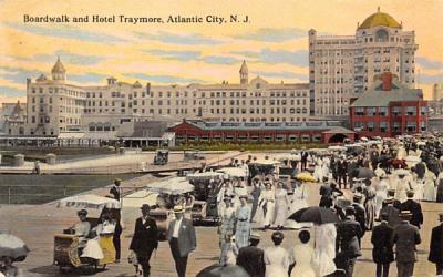 Boardwalk and Hotel Traymore Atlantic City, New Jersey Postcard