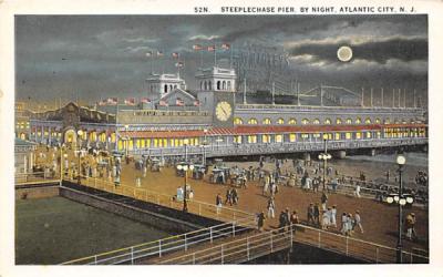 Steeplechase Pier, by Night Atlantic City, New Jersey Postcard