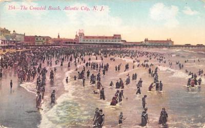 The Crowded Beach Atlantic City, New Jersey Postcard