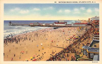 Bathing Beach Scene Atlantic City, New Jersey Postcard