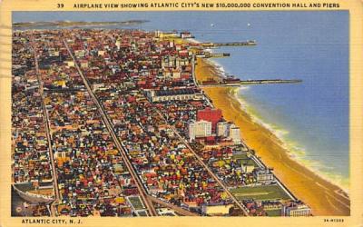 New $10,000,000 Convention Hall and Piers Atlantic City, New Jersey Postcard