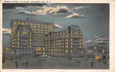 Dennis Hotel, at Night Atlantic City, New Jersey Postcard