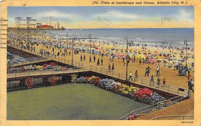 Vista of Landscape and Ocean Atlantic City, New Jersey Postcard