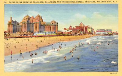 Traymore, Chalfonte & Haddon Hall Hotels, and Pier Atlantic City, New Jersey Postcard