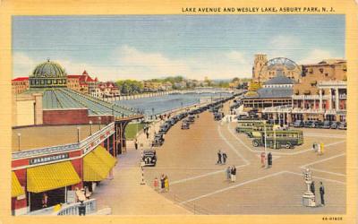 Lake Avenue and Wesley Lake Asbury Park, New Jersey Postcard