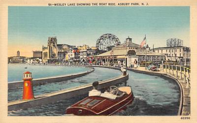 Wesley Lake showing the Boat Ride Asbury Park, New Jersey Postcard