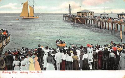 Fishing Pier Asbury Park, New Jersey Postcard