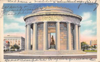 World War Memorial Atlantic City, New Jersey Postcard