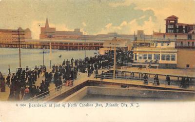 Boardwalk at foot of North Carolina Ave. Atlantic City, New Jersey Postcard