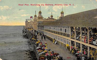 Steel Pier, Watching the Bathers Atlantic City, New Jersey Postcard