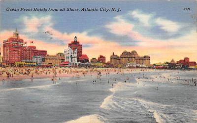 Ocean Front Hotels from off Shore Atlantic City, New Jersey Postcard