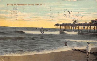 Riding the Breakers Asbury Park, New Jersey Postcard