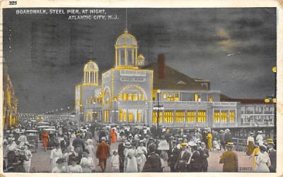 Boardwalk, Steel Pier, at Night Atlantic City, New Jersey Postcard