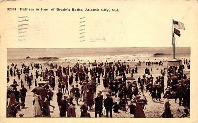 Bathers in front of Brady's Baths Atlantic City, New Jersey Postcard