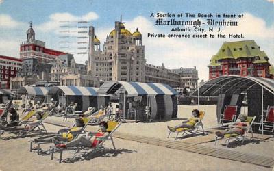 Beach in front of Marlborough-Blenheim Atlantic City, New Jersey Postcard