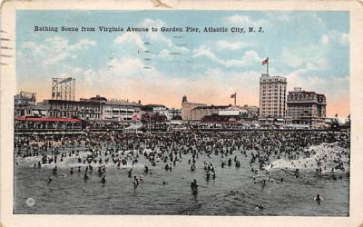 Bathing Scene from Virginia Avenue to Garden Pier Atlantic City, New Jersey Postcard