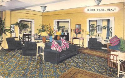 Lobby, Hotel Healy Atlantic City, New Jersey Postcard