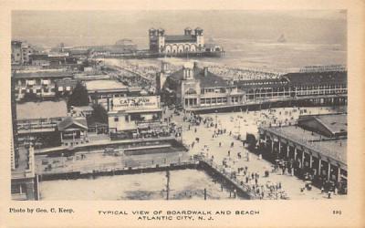 Typical View of Boardwalk and Beach Atlantic City, New Jersey Postcard
