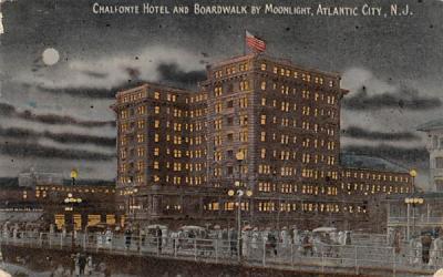 Chalfonte Hotel and Boardwalk by Moonlight Atlantic City, New Jersey Postcard
