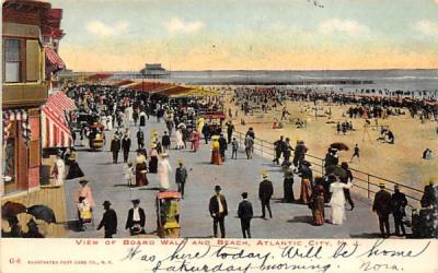 View of Board Walk and Beach Atlantic City, New Jersey Postcard