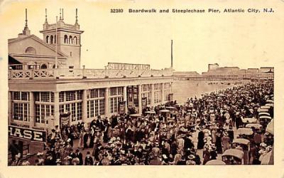 Boardwalk and Steeplechase Pier Atlantic City, New Jersey Postcard