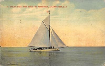 Sailing Party seen from the Boardwalk Atlantic City, New Jersey Postcard