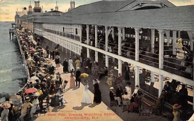 Steel Pier, Crowds Watching Bathers Atlantic City, New Jersey Postcard