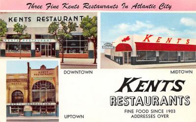 Three Fine Kents Restaurants in Atlantic City New Jersey Postcard