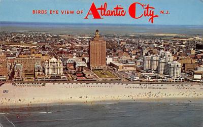 Atlantic City's famous beach and central skyline New Jersey Postcard