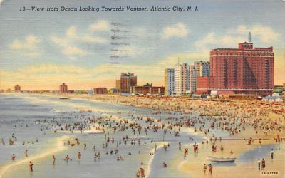 View from Ocean Looking Towards Ventnor Atlantic City, New Jersey Postcard