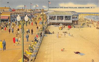 Boardwalk and Band Pavilion Asbury Park, New Jersey Postcard