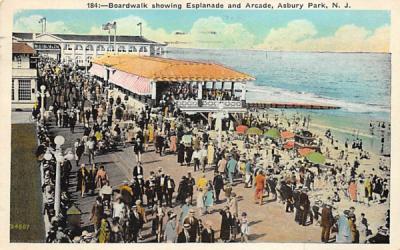 Boardwalk showing Esplanade and Arcade Asbury Park, New Jersey Postcard