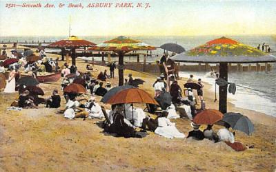 Seventh Ave. & Beach Asbury Park, New Jersey Postcard