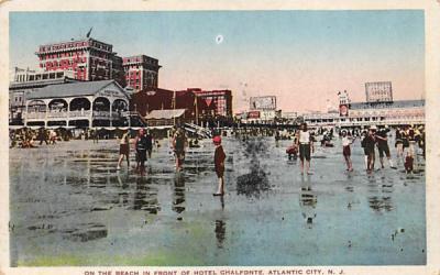 On the Beach in Front of Hotel Chalfonte Atlantic City, New Jersey Postcard