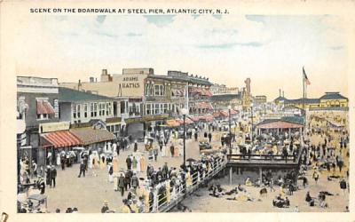 Scene on the Boardwalk at Steel Pier Atlantic City, New Jersey Postcard