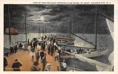 Pier and Inlet, Club House, by Night Atlantic City, New Jersey Postcard