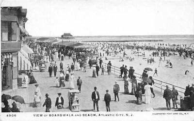 View of Boardwalk and Beach  Atlantic City, New Jersey Postcard