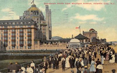 Boardwalk North from Michigan Avenue Atlantic City, New Jersey Postcard