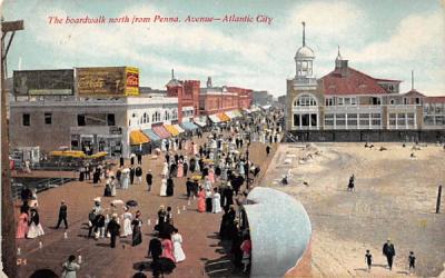 The boardwalk north from Penna, Avenue Atlantic City, New Jersey Postcard