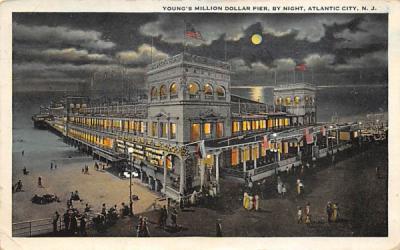 Young's Million Dollar Pier, by Night Atlantic City, New Jersey Postcard